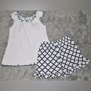 ZUCCINI Navy White Short Top Ruffle Outfit size 4 Girl NWOT
